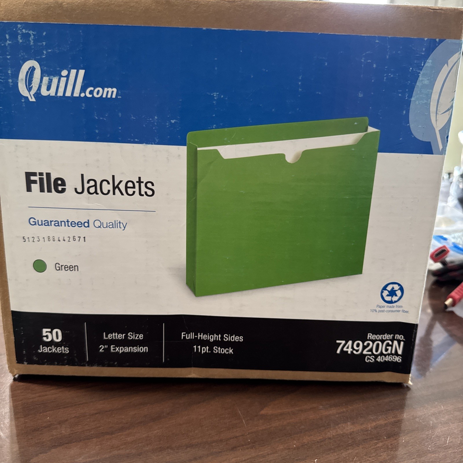 Quill File Jacket Set 2″ Expansion, Assorted Colors, 50-Pack