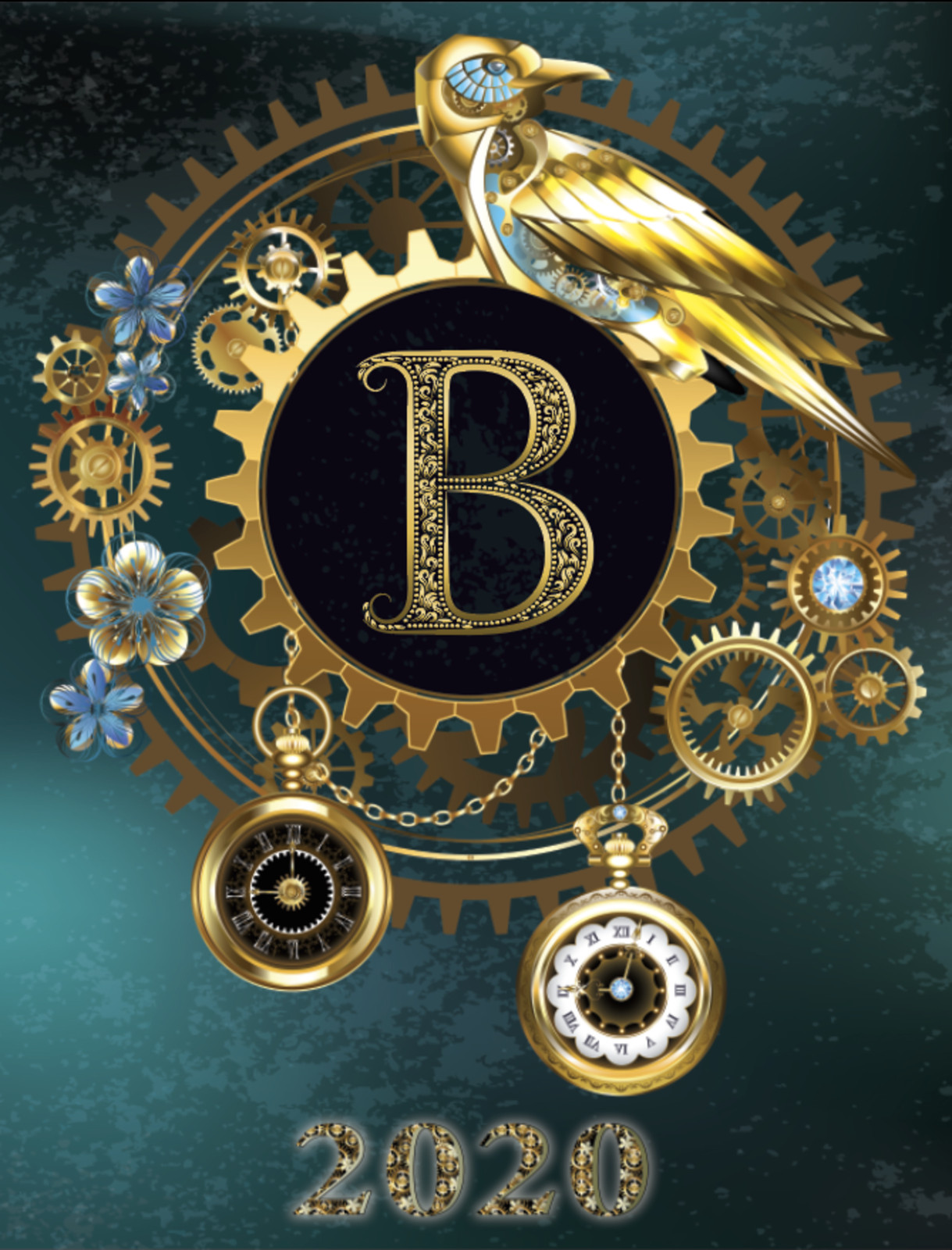 2020 Weekly Planner – Monogram Steampunk New Fast Free Shipping 8.5 x 11 in