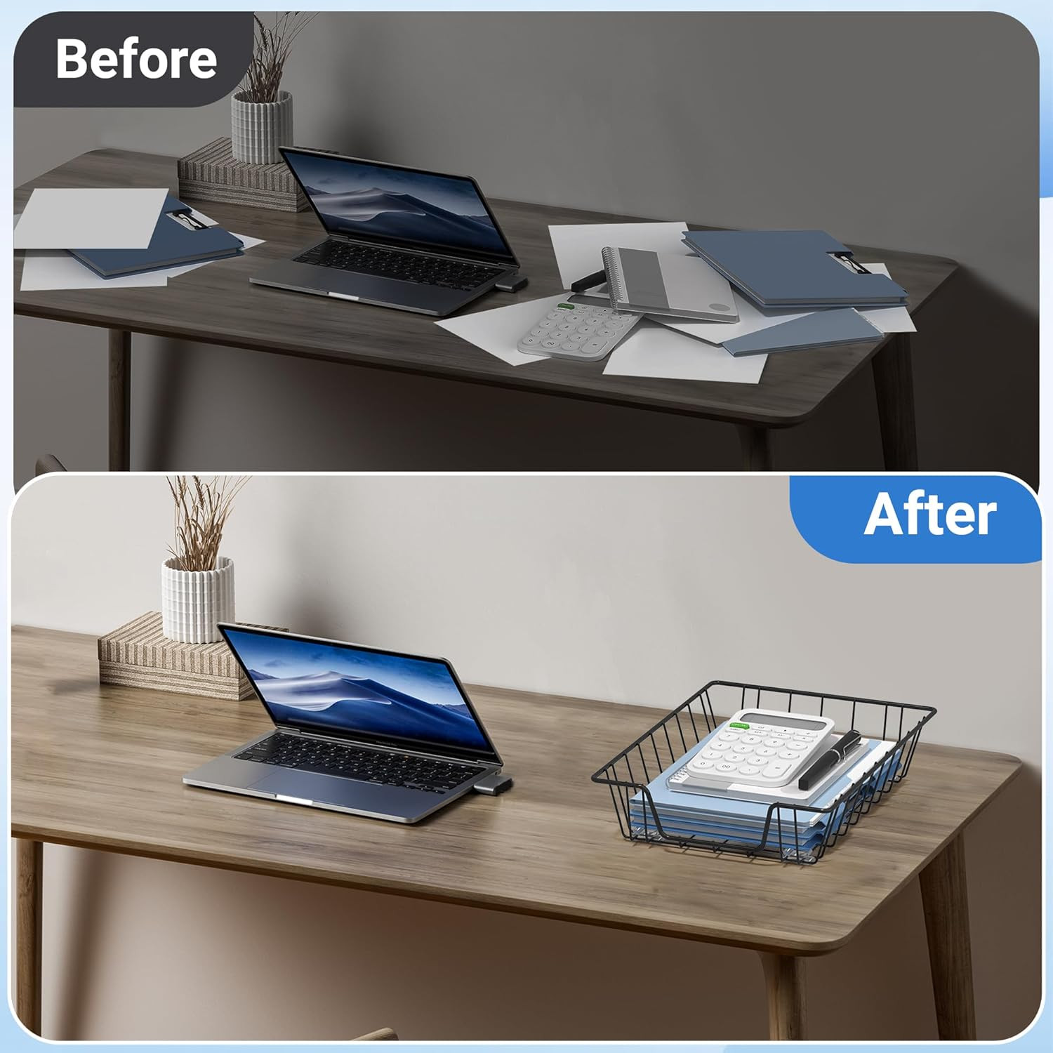 Gawerk Letter Desk Tray Organizer, A4 File Tray Magazine Files Storage Basket Or