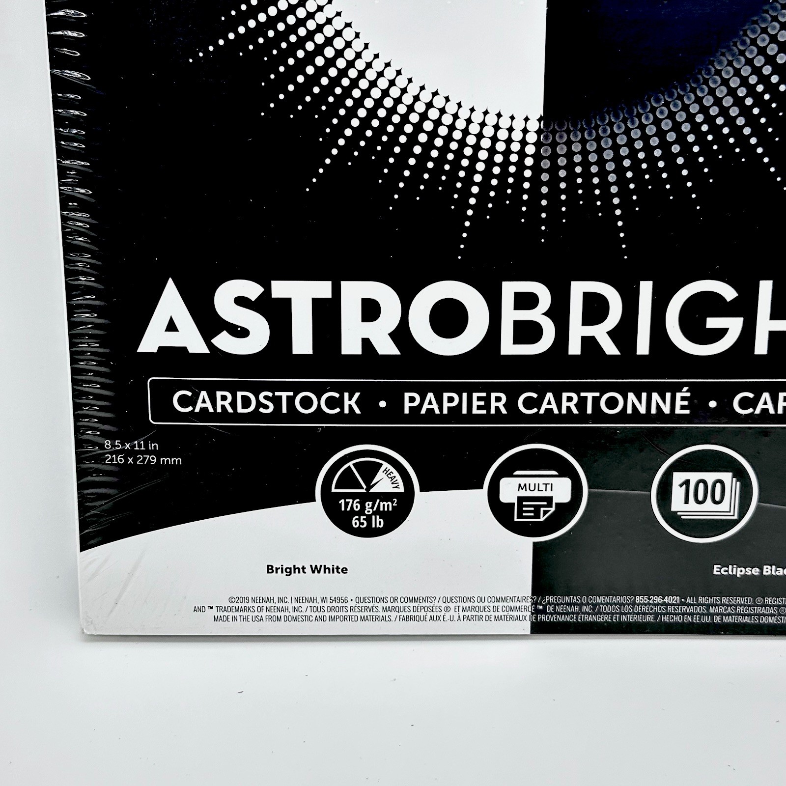 Astrobrights Cardstock Paper 100 Pcs 65 lbs 8.5 x 11 In 91647 50 Black 50 White