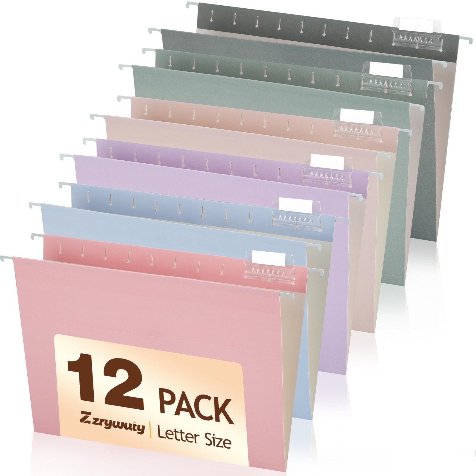Hanging File Folders Letter Size, 12-Pack Hanging File Folder with 1/5-Cut Ta…