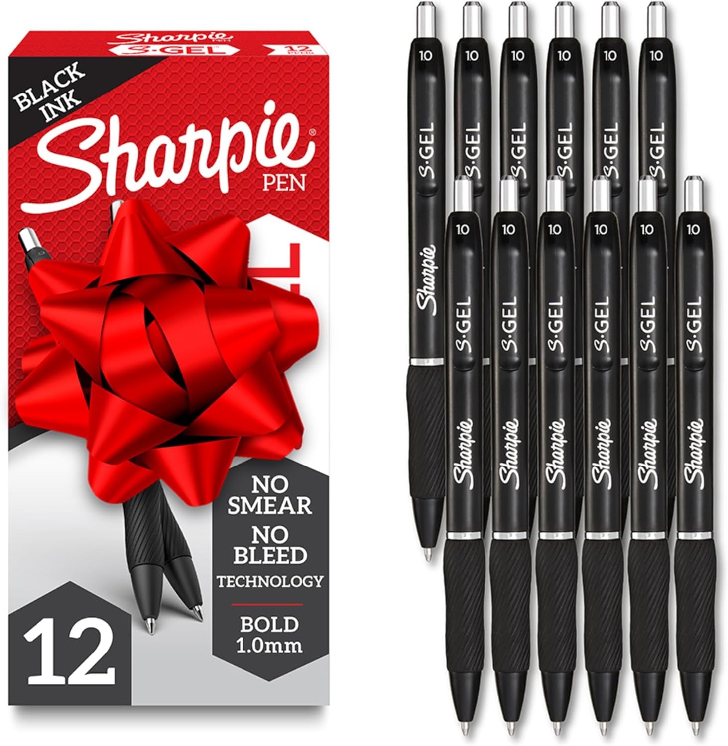 Sharpie S-Gel, Gel Pens, Bold Point (1.0mm), 1 Count (Pack of 12), Black