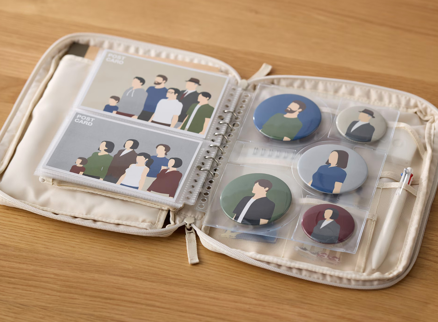 MUJI A5 Wide Collection Case Black Ivory Mos Green / Selectable Pockets refills