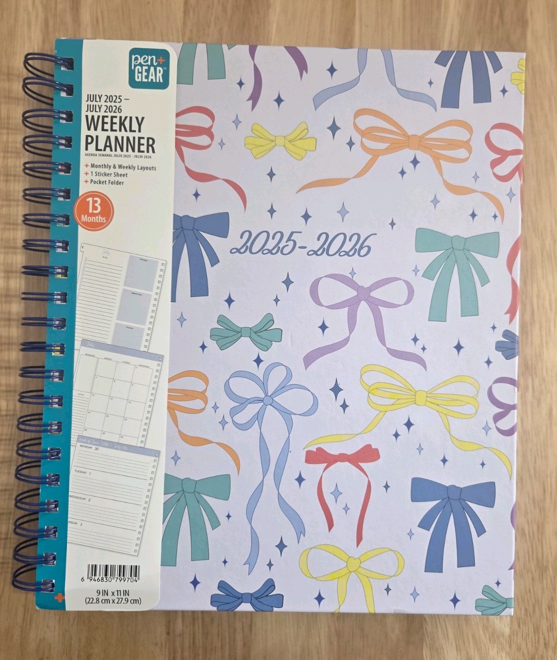Pen+Gear Spiralbound Hardcover 13 Month Weekly Planner 9×11 2025-2026