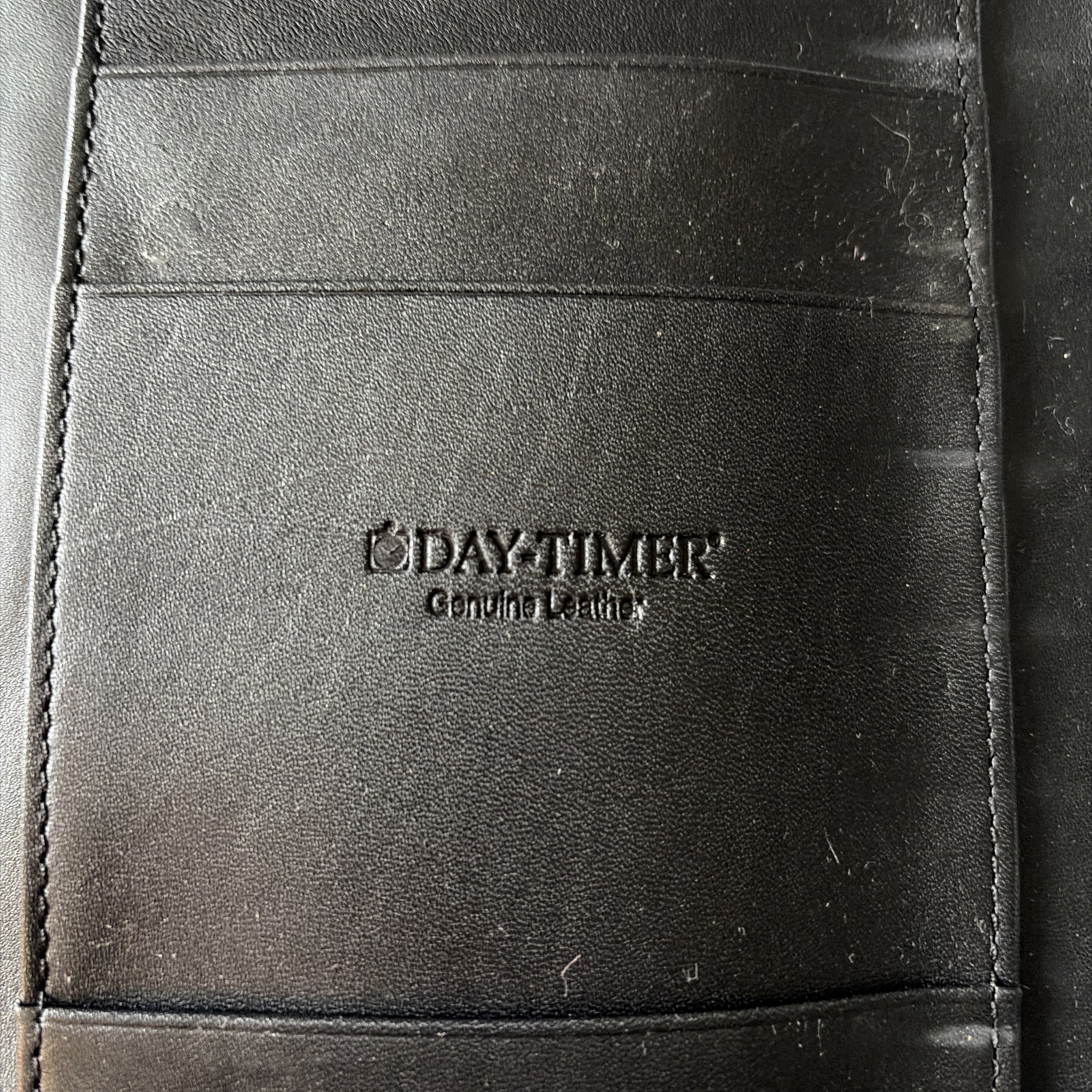 Vintage Day-Timer Genuine Leather Planner Black 6 Ring Binder Silver Buckle