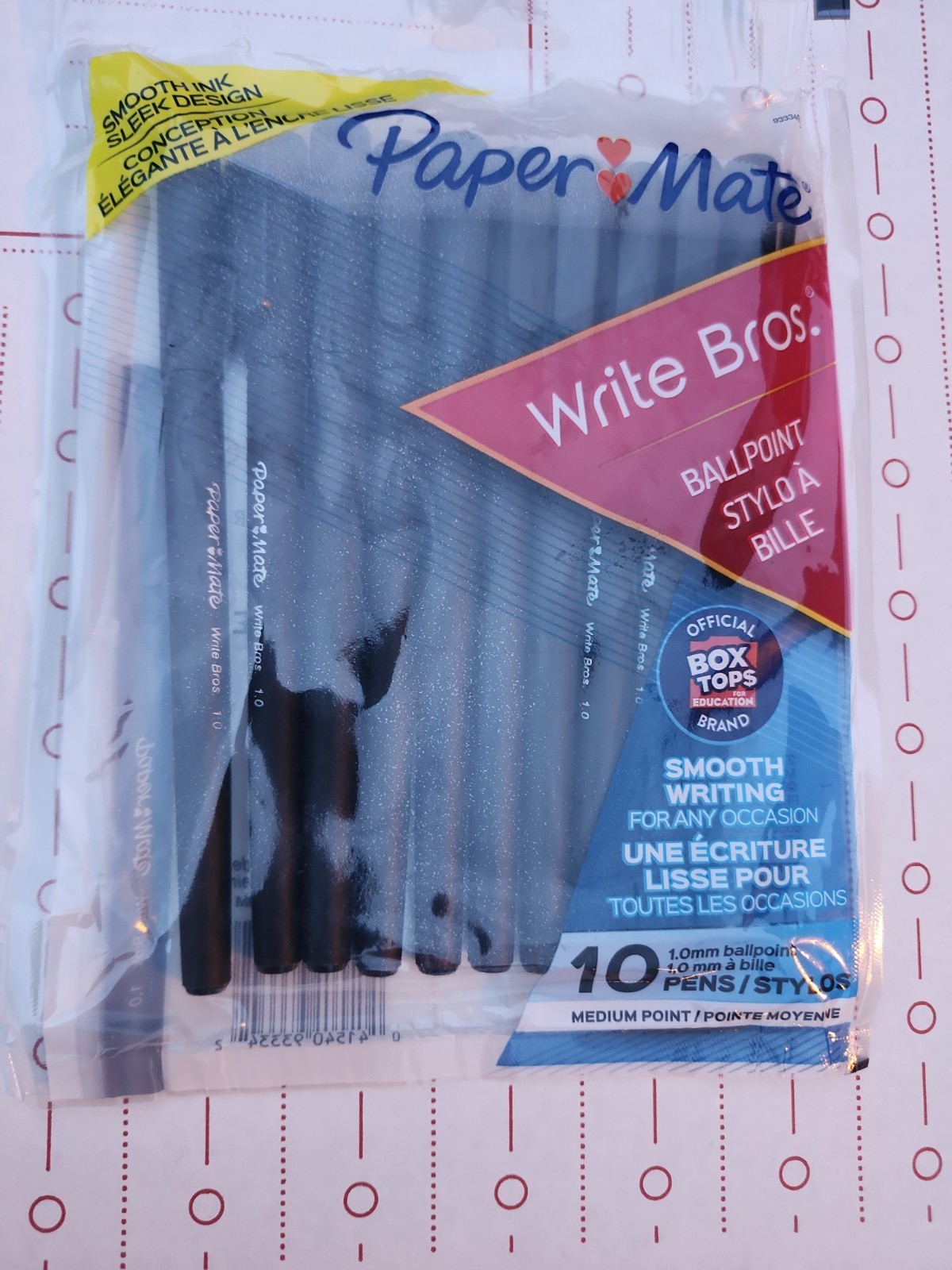 Paper Mate Write Ballpoint Pens 1.0mm Medium Point Black Ink 10-Pack NEW Sealed