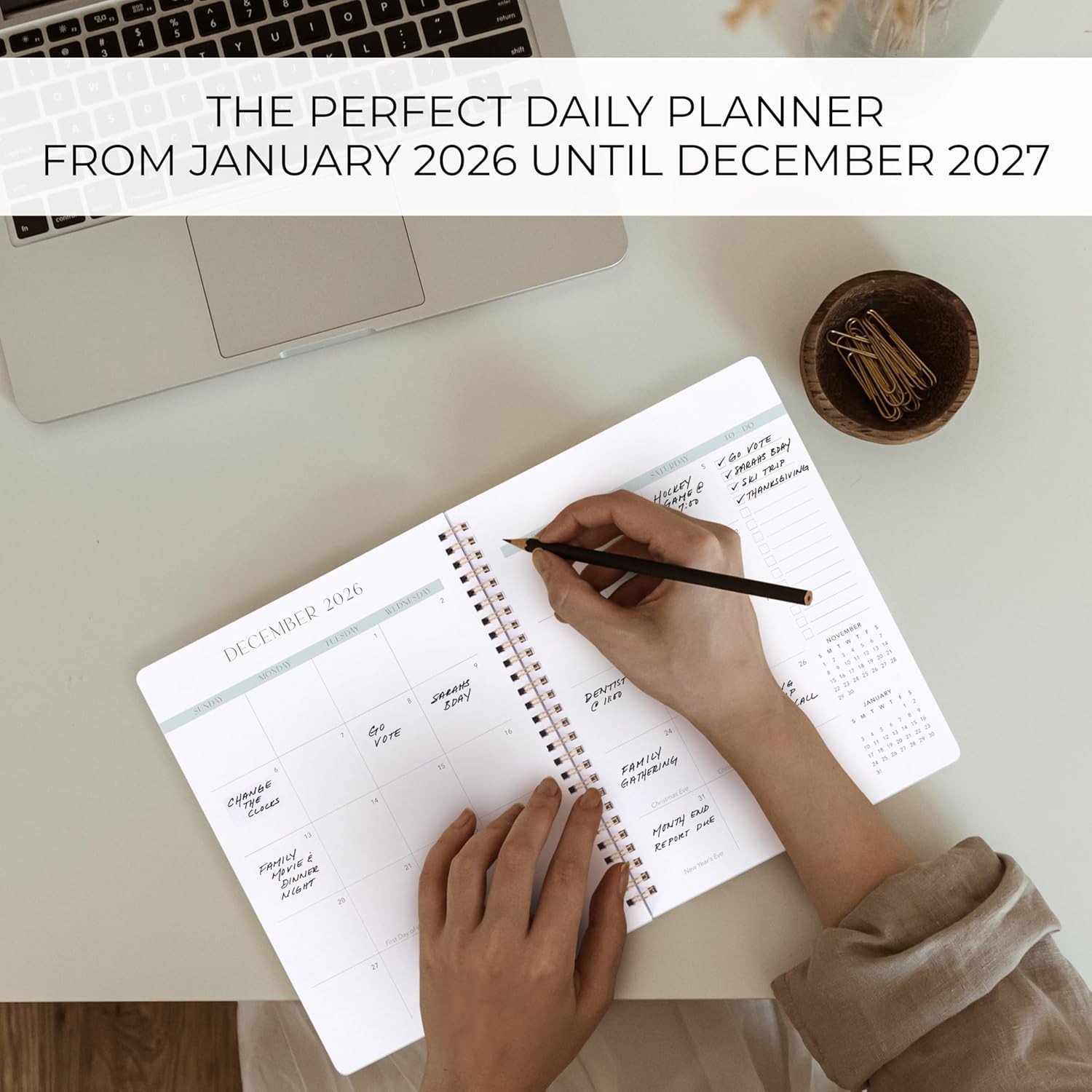 Beautiful 2026-2027 Monthly Planner and Calendar Book – To Do List Notebook That
