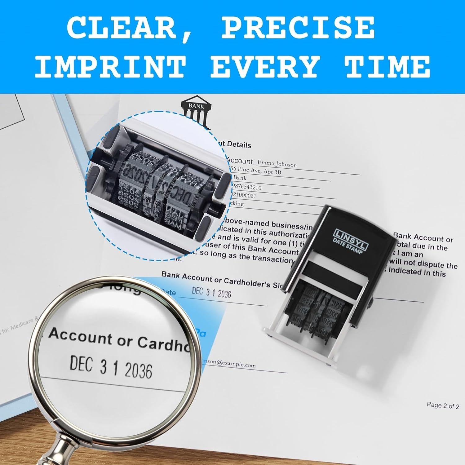 Self-Inking Rubber Date Stamp – Great for Shipping, Receiving, Expiratio…