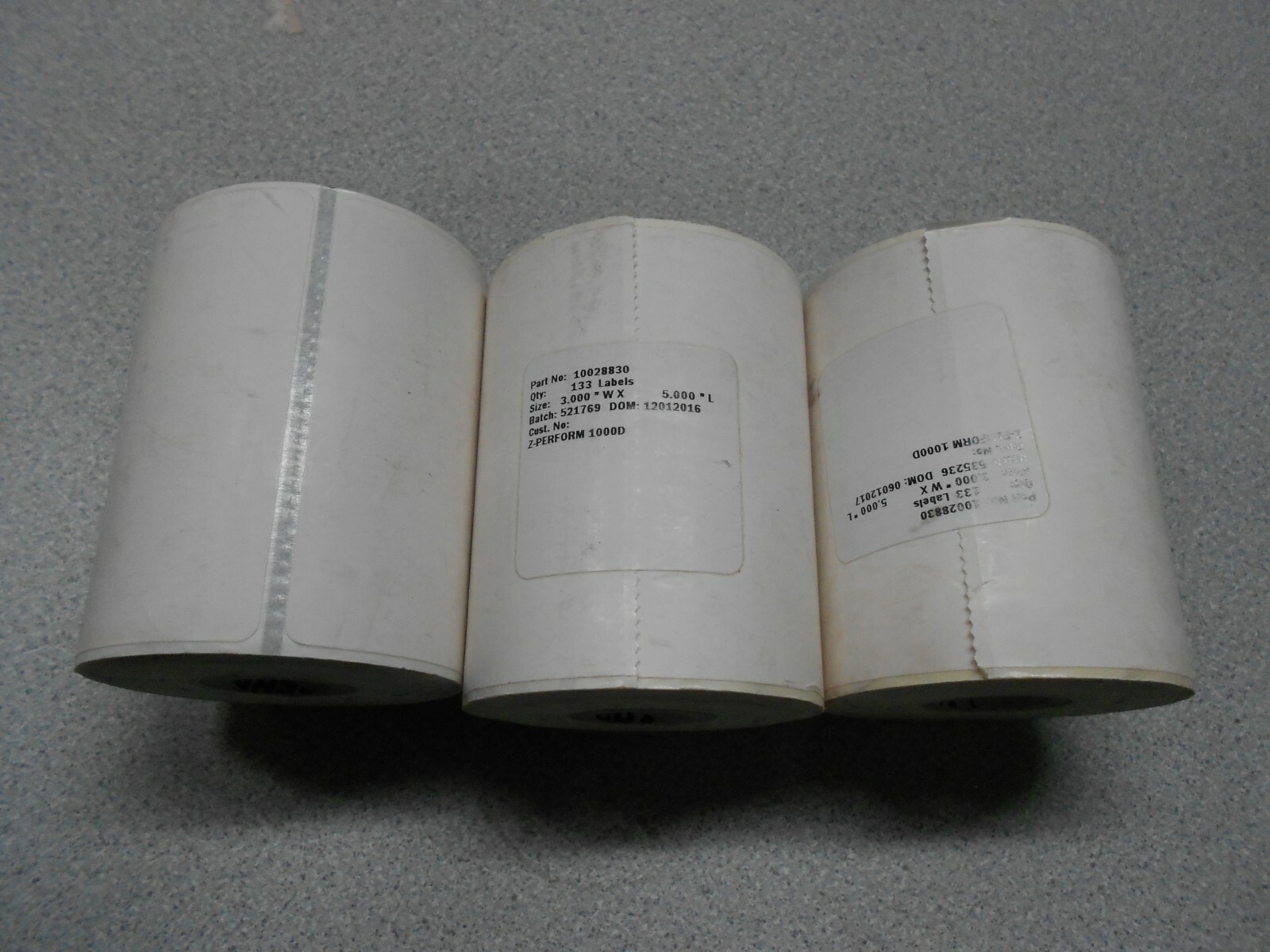 Zebra Label 10028830 Z-Perform 1000D 3″ x 5″ 133 Labels 3 Rolls Stickers