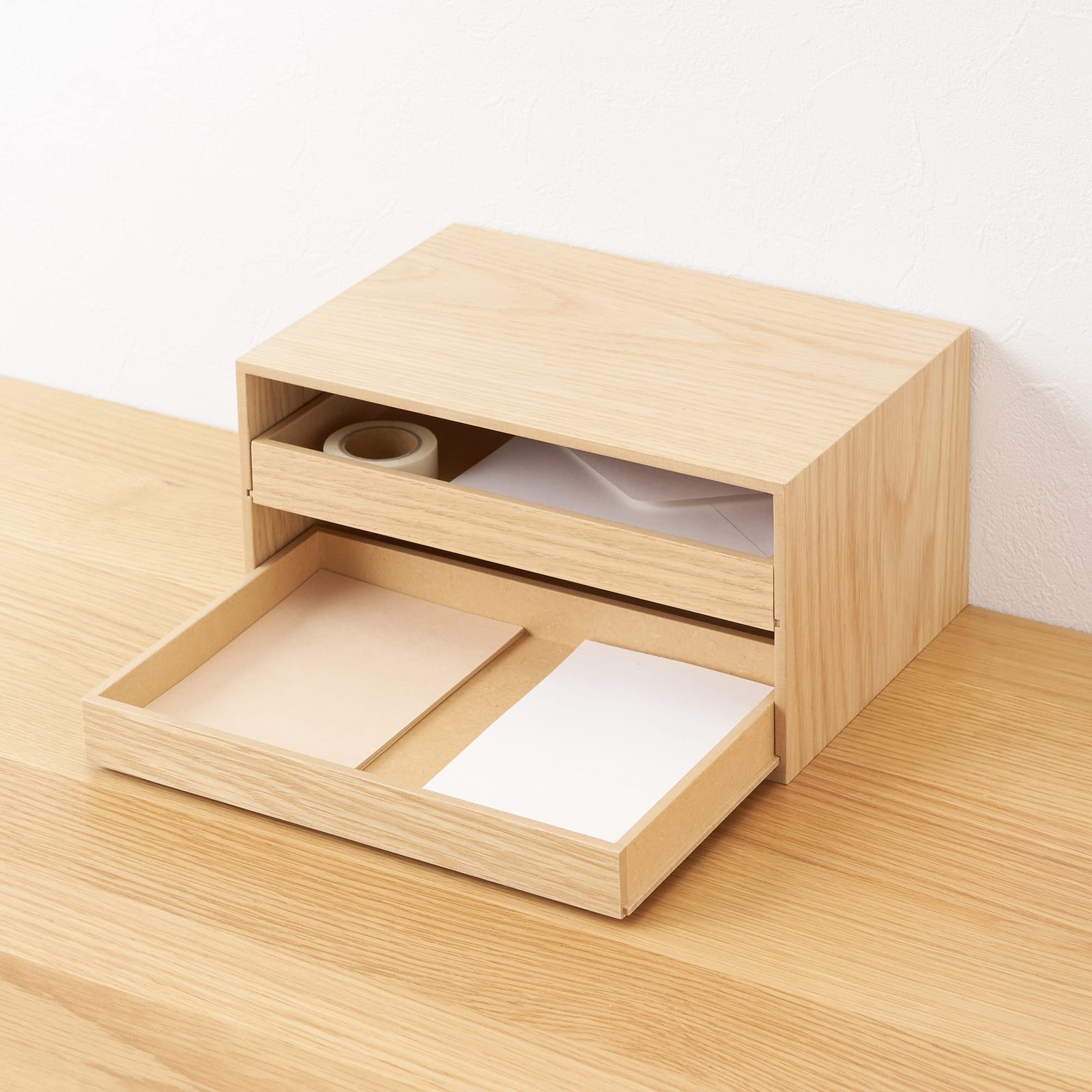MUJI Wooden Tray Storage with 2 Drawers, 44310229
