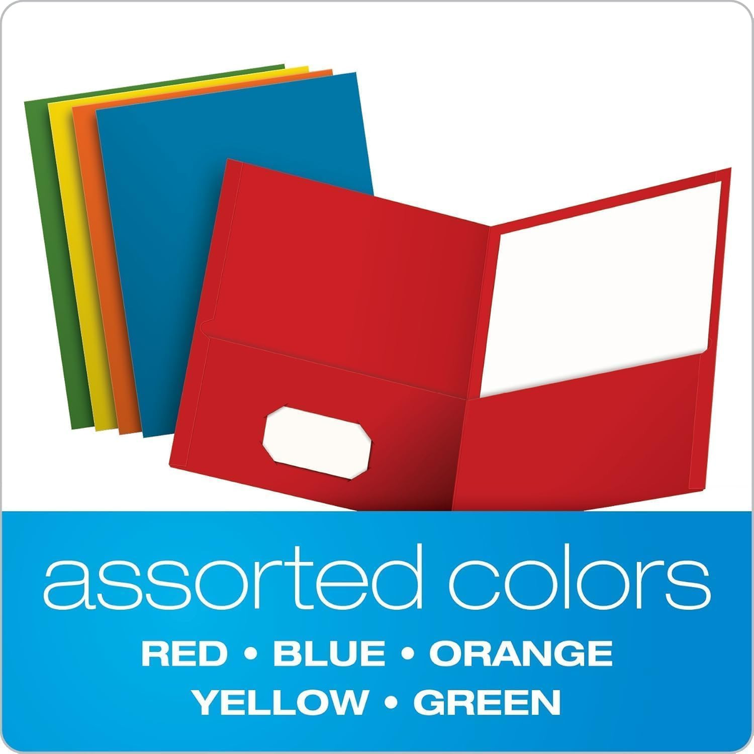 Two Pocket Folders, Textured Paper, Assorted Colors (Blue, Red, Yellow, Orange,