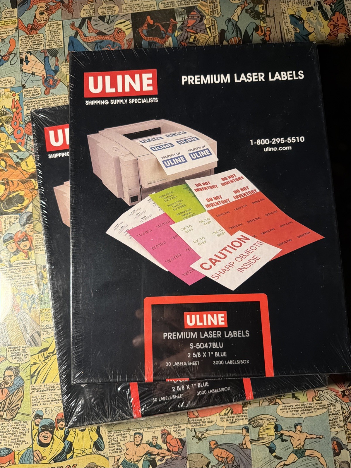 2 Boxes ULINE S-5047BLU Premium Laser Labels 2-5/8” x 1” Blue 6000 Total Sealed