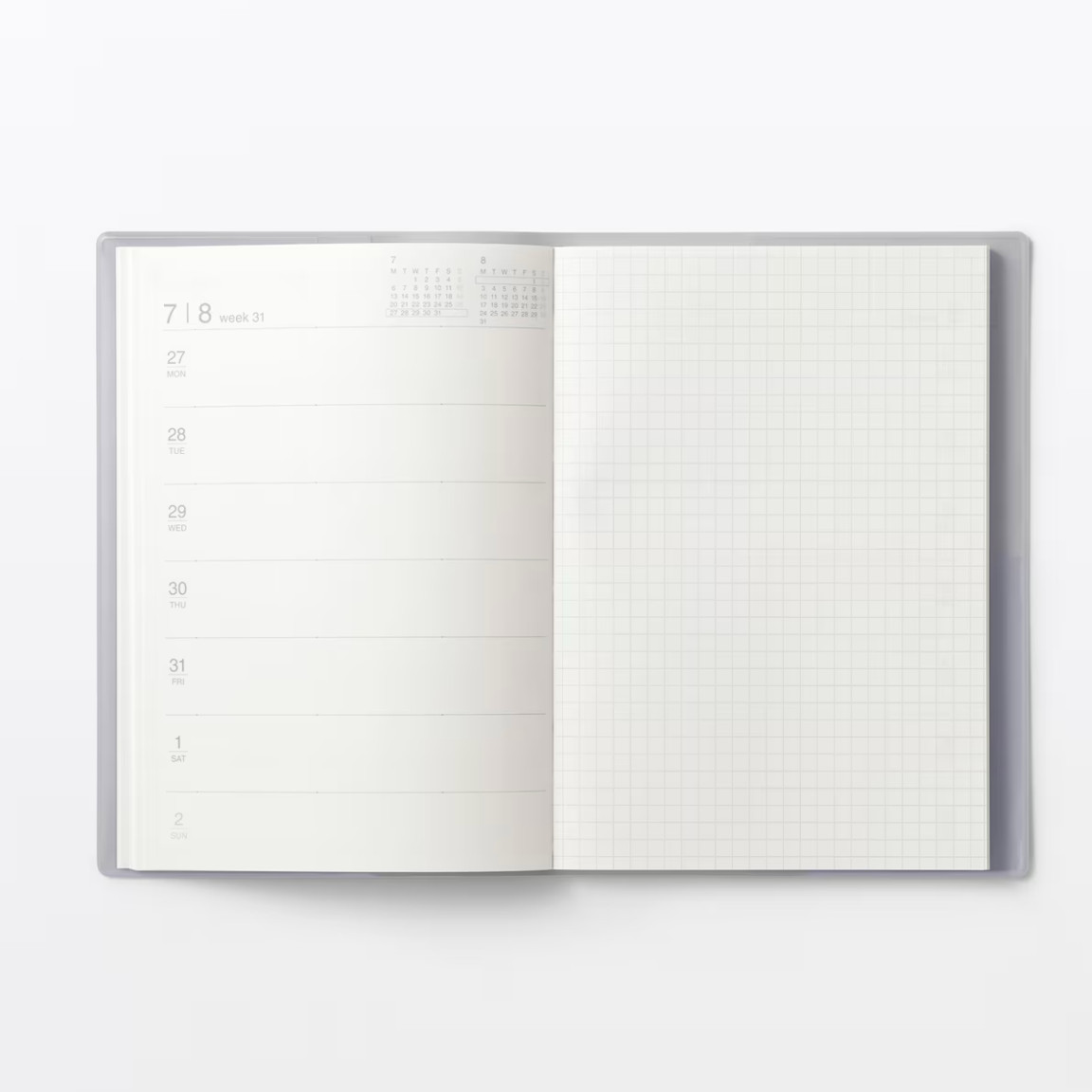 MUJI 2026 Weekly Planner Notebook B5 Gray Starts August 2026 Japan