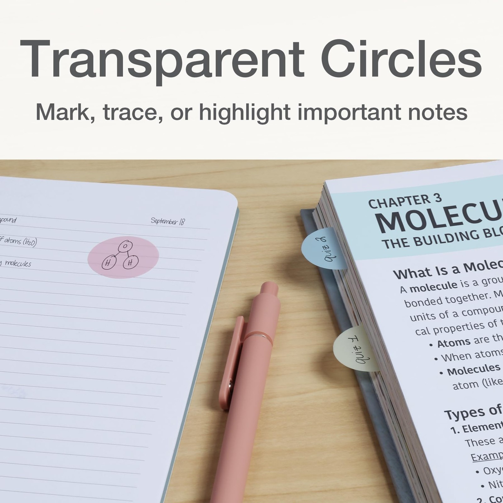 Transparent Sticky Notes, 12 Pads Per Pack, Circle Sticky Notes, Round Adhesi…