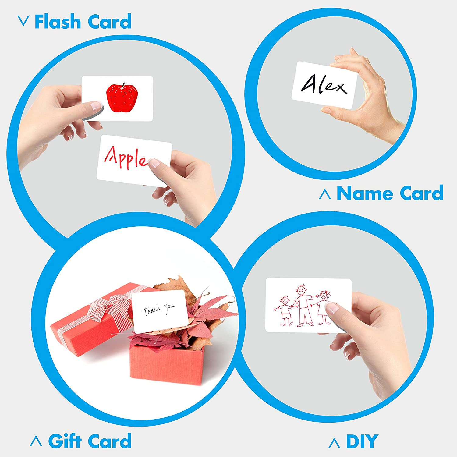 200 PCs Blank White Kraft Paper Round Corner Flash Word Message Gift Index Card