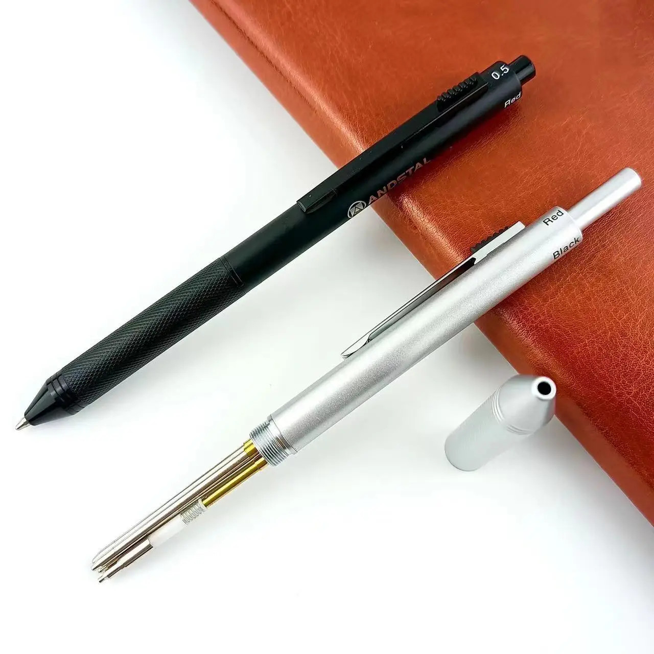 4 in 1 Multicolor Ballpoint Pen & 0.5mm Mechanical Pencil, Silver, Bonus Refills