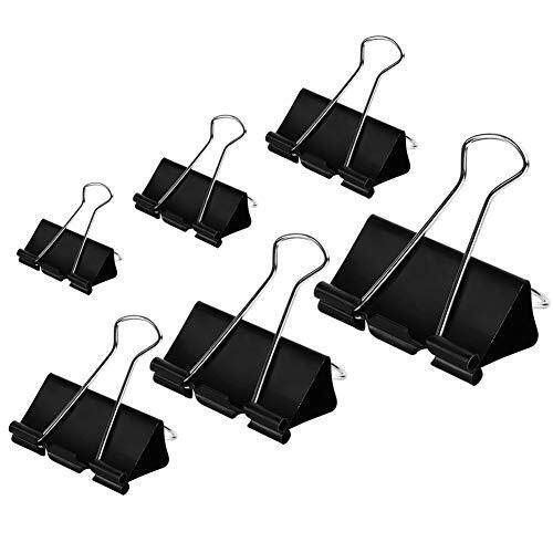 Binder Clips Paper Clamps Assorted Sizes 100 Count (Black), X Large, Large,