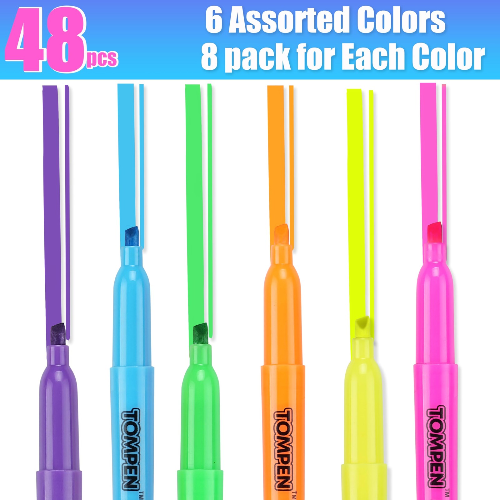 Highlighters Bulk 48 Pack–6 Assorted Colors No Bleed Chisel Tip High Lighter …