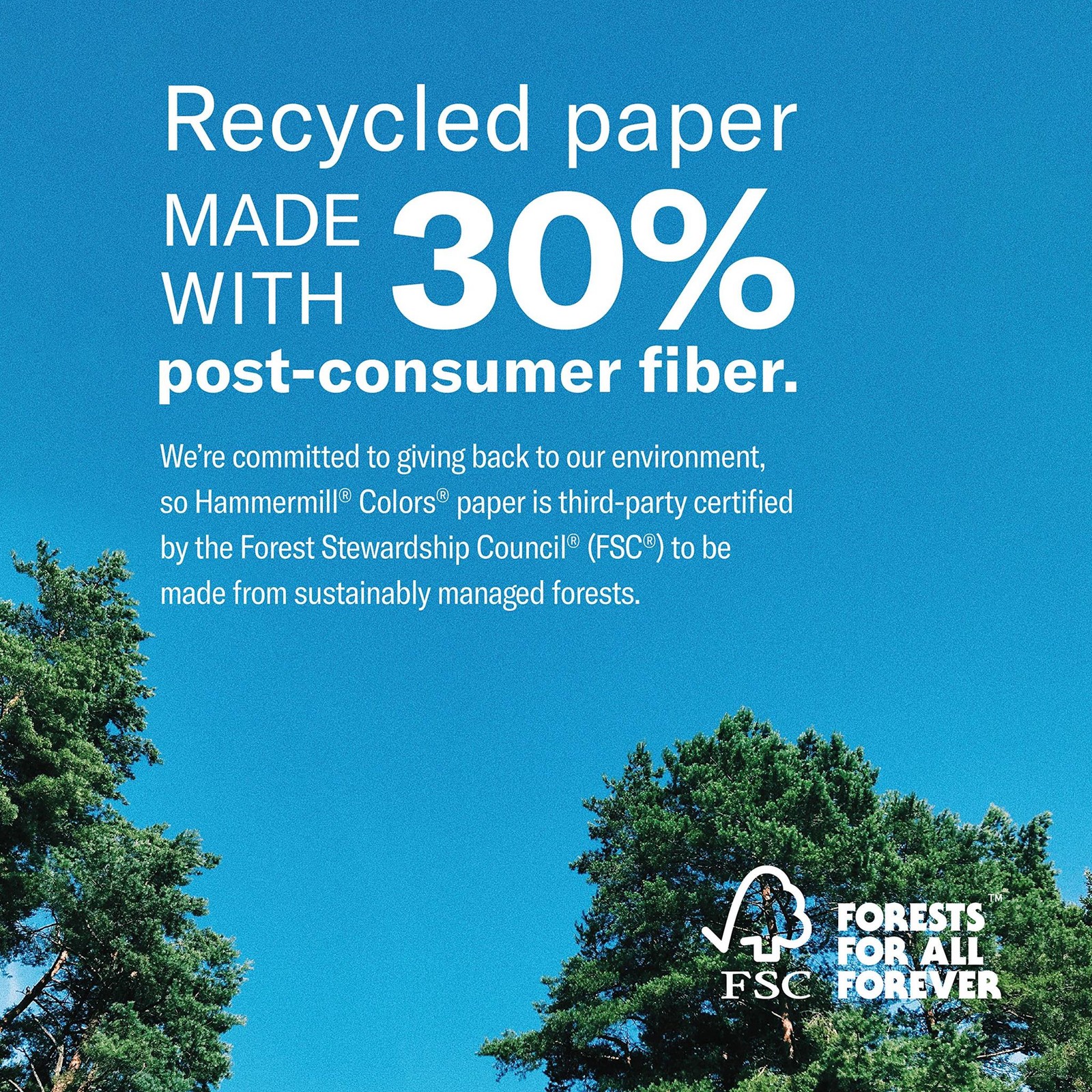 Hammermill Colored Paper, 20 lb Blue Printer Paper, 3 Hole – 10 Ream (5,000 Shee