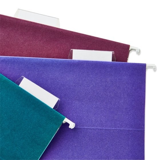 Pen+Gear Assorted Jewel Tone Hanging File Folders, Letter Size, 1/5 Cut Tabs