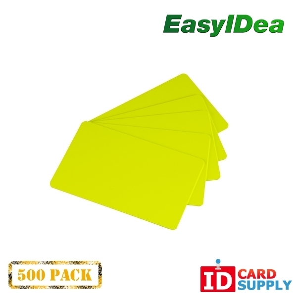 Pack of 500 Yellow CR80 Standard Size PVC Cards | 30 mil Thickness by easyIDea