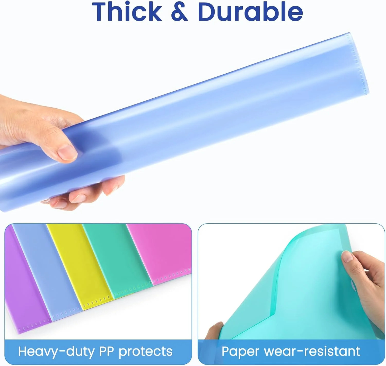 Sooez 25 Pack Clear Document Folder Project Pockets, Clear Plastic Folders Lette