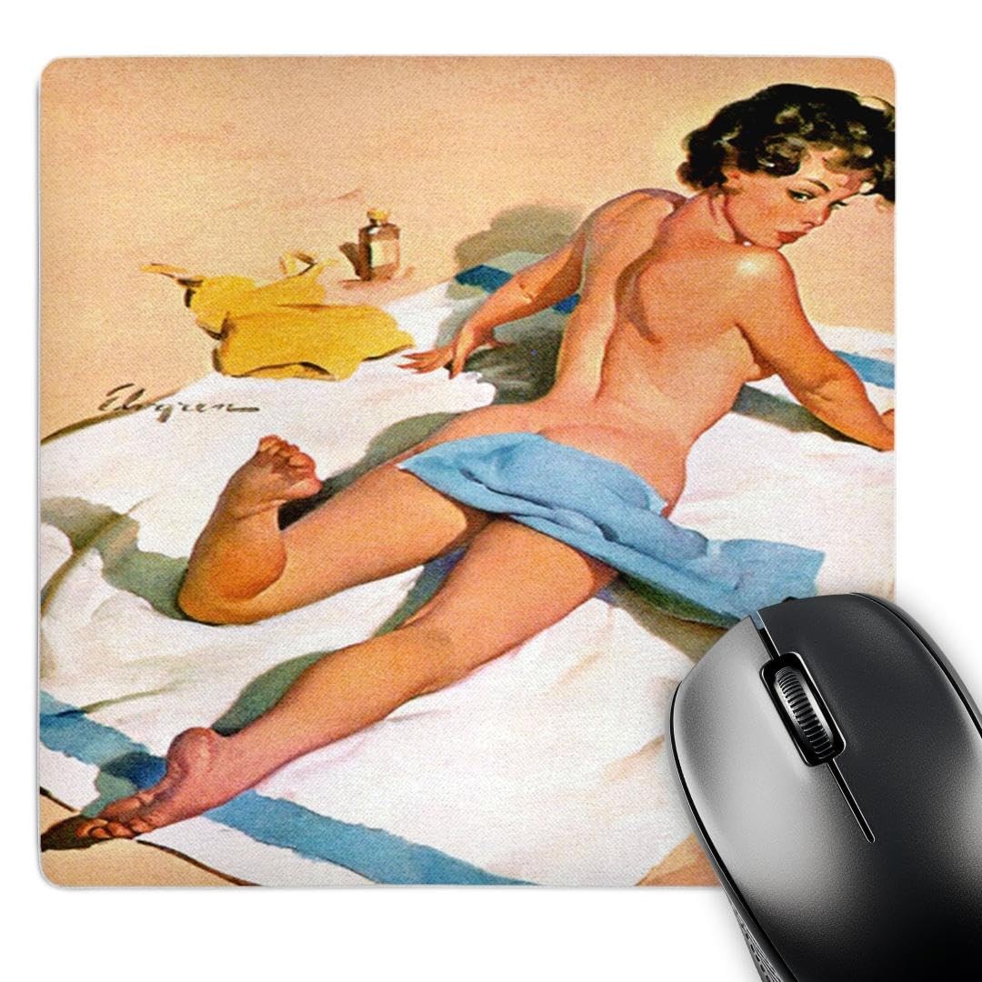 3dRose Print of elvgren Pinup Oops At Beach with 8L x 8W inches, Multicolor