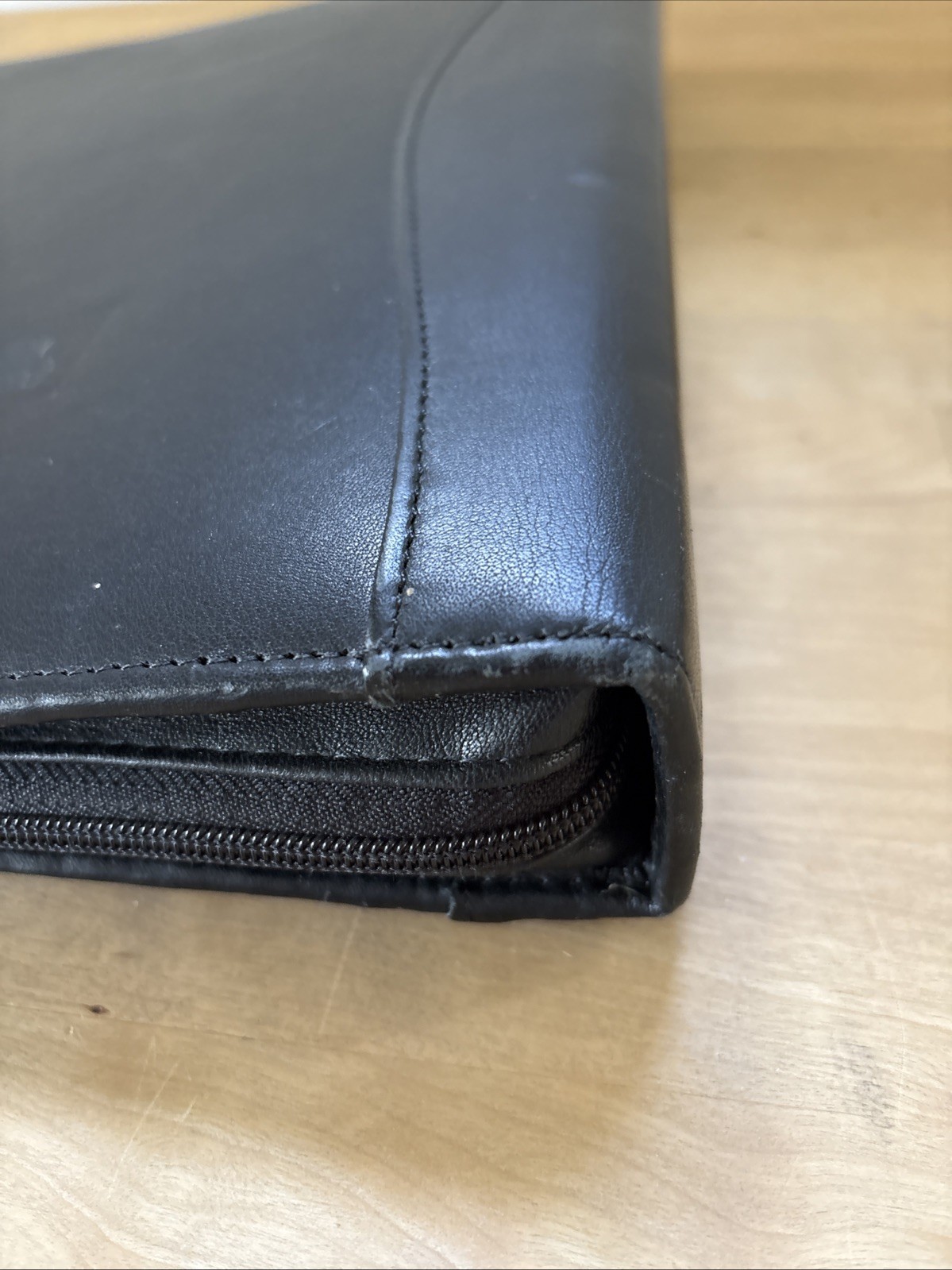 Vintage SCULLY Black Leather Briefcase Planner Portfolio 3 Ring Binder 13×11