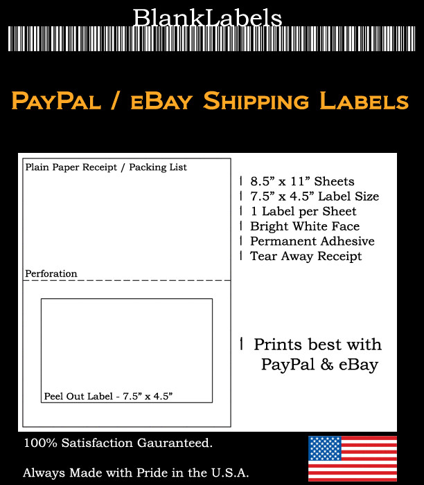250 Laser Ink Jet Labels PayPal w/ Tear Off Receipt – Perfect for eBay Postage!