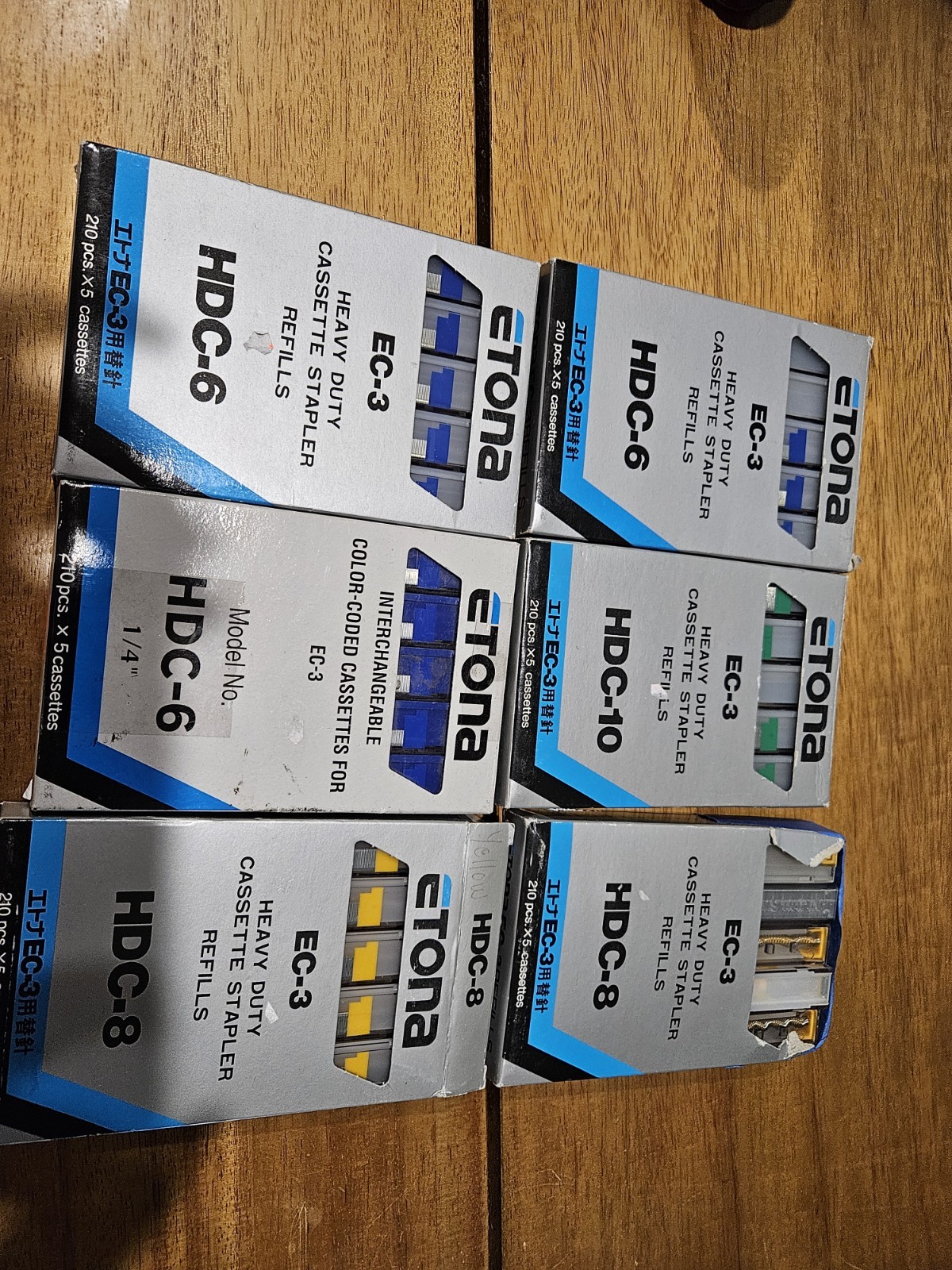 Lot Of 6 Etona Heavy Duty Cassette Stapler Refills. (Different Colors And Sizes)