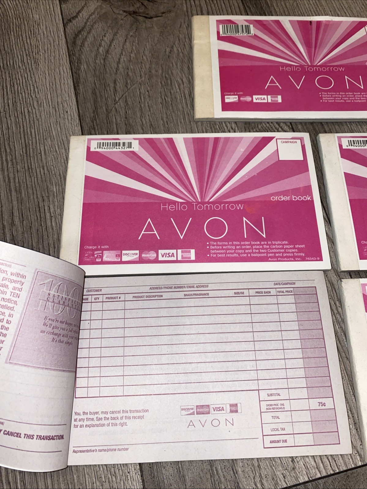 New Discontinued AVON Triple Carbon Order Book Receipt Book set Of 5 – English