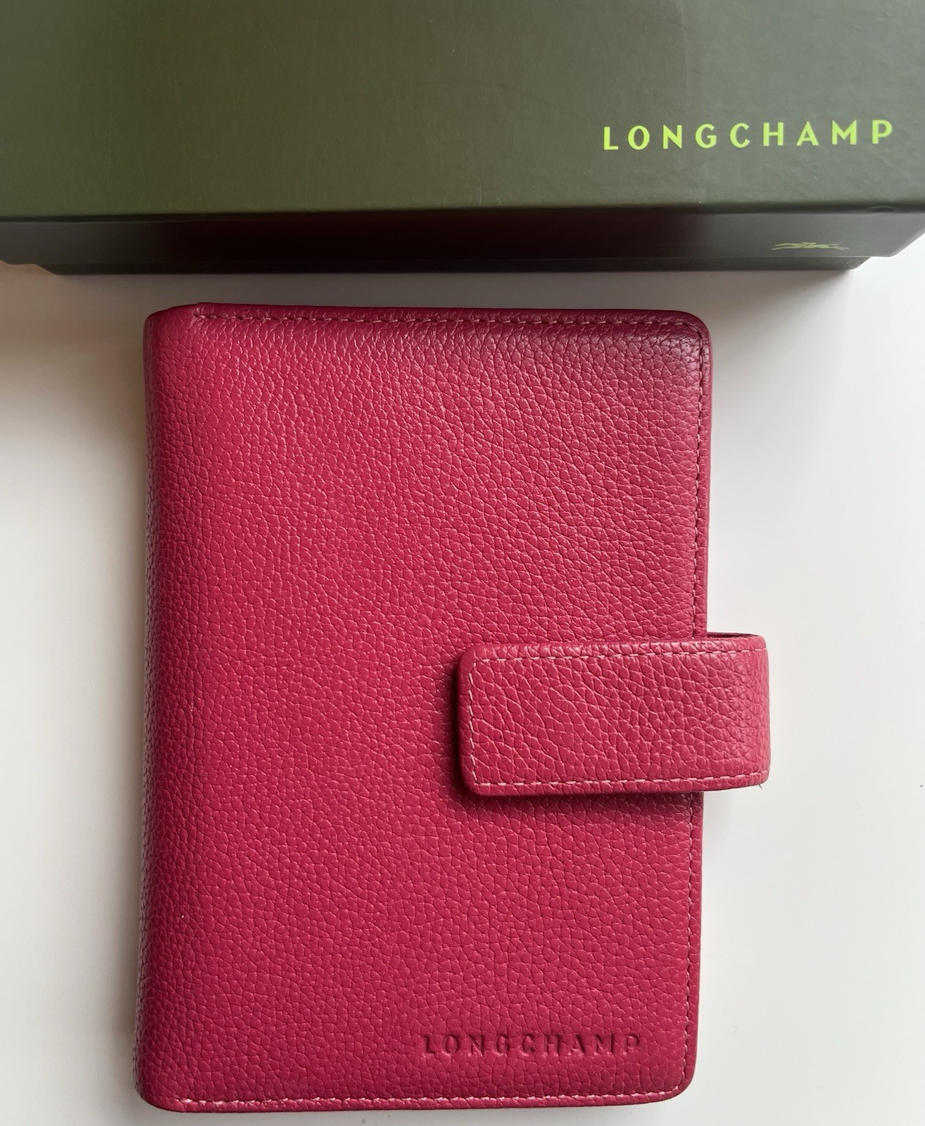 Longchamp Agenda Notebook /Filofax Pocket Size- Soft “Rose” Pink Pebbled Leather