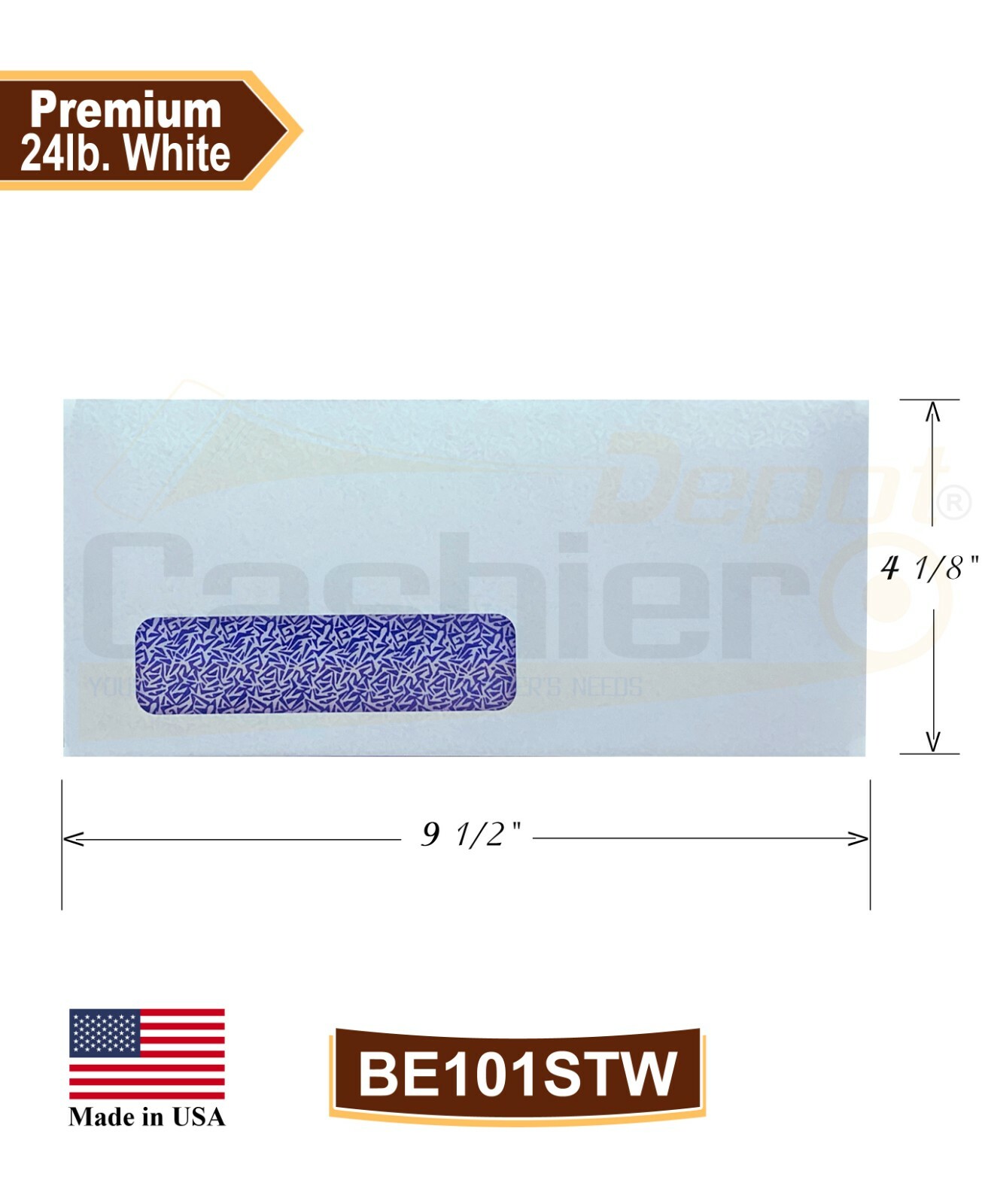 No. 10 Business Envelopes, Left Window, Peel & Seal, Security Tinted, 100/Box