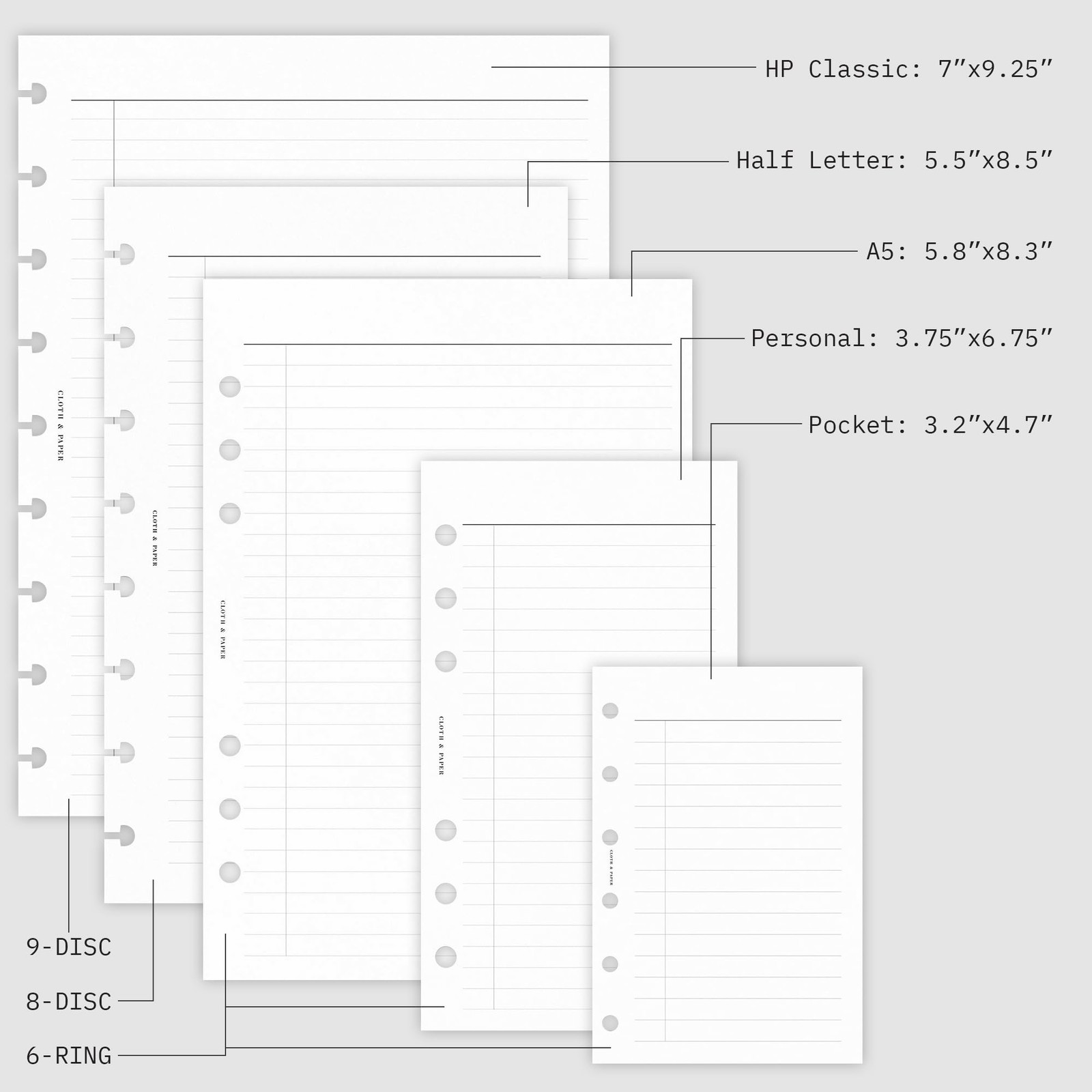 Weekly Admin Planner Inserts | A5 Size 5.8 x 8.3 Inches | 6 Ring Punch | Mond…