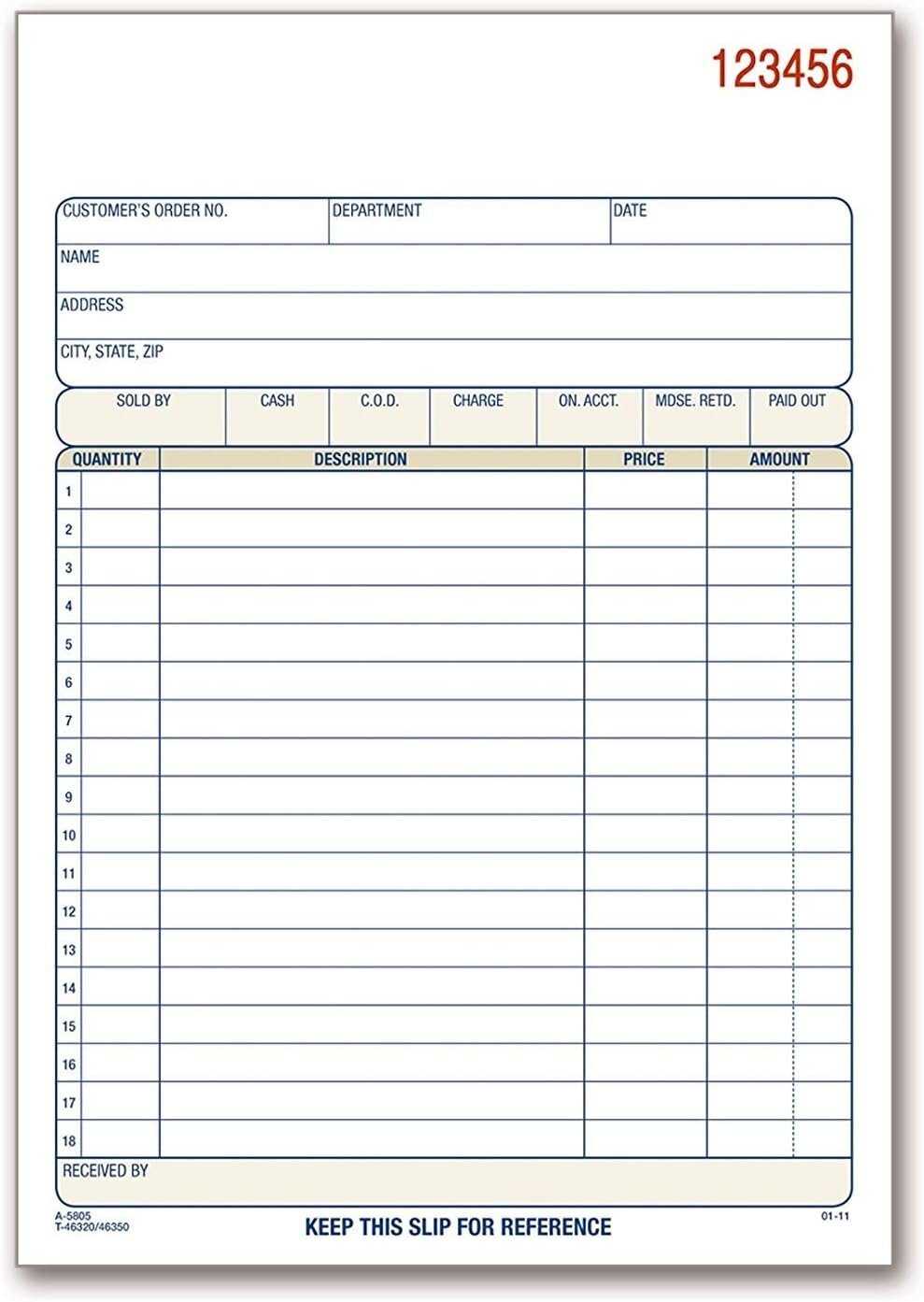 Adams Sales Order Book, 2-Part, Carbonless, White/Canary, 5-9/16 x 8-7/16…