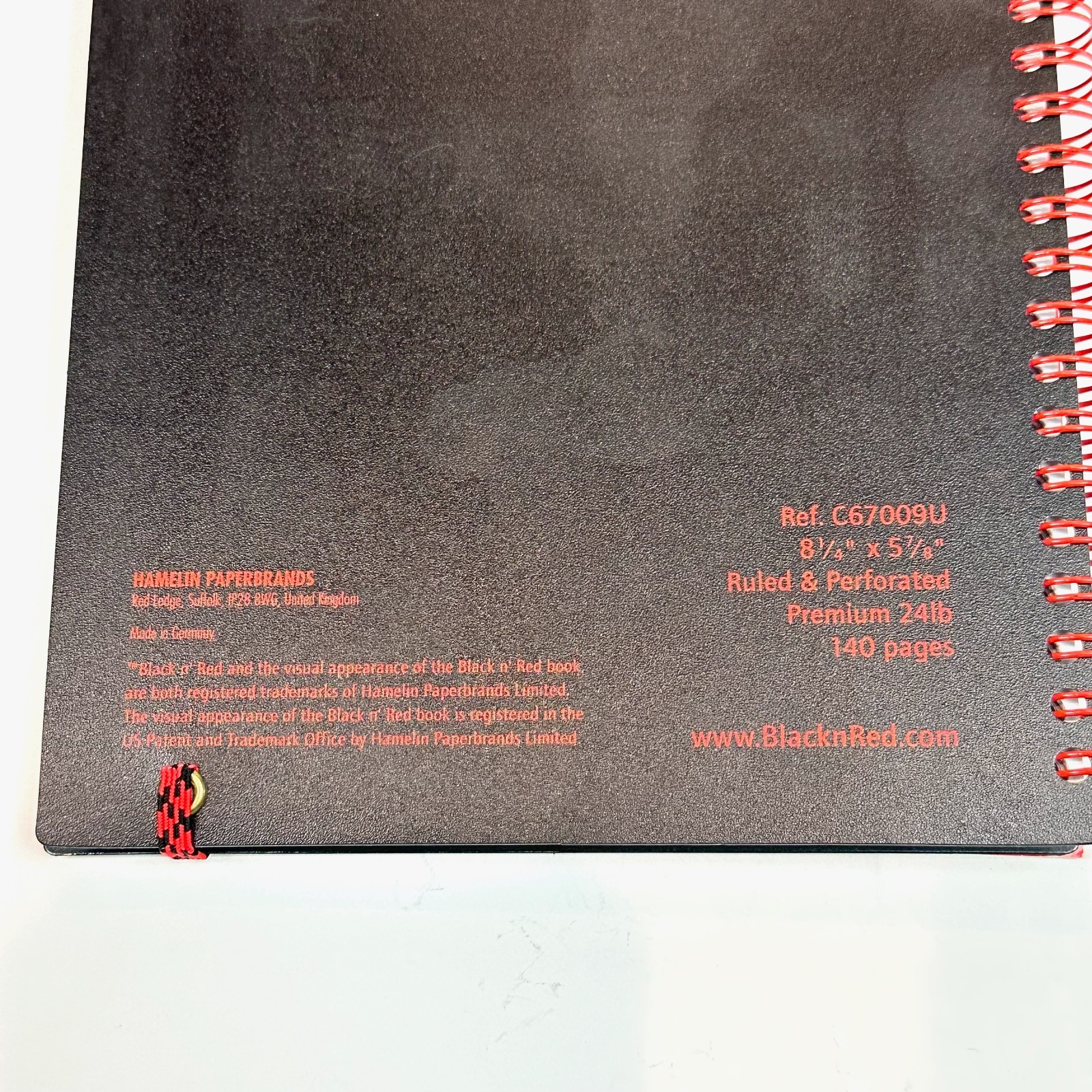 Black n Red Wirebound Notebook Lined Journal with Elastic Band Made in Germany