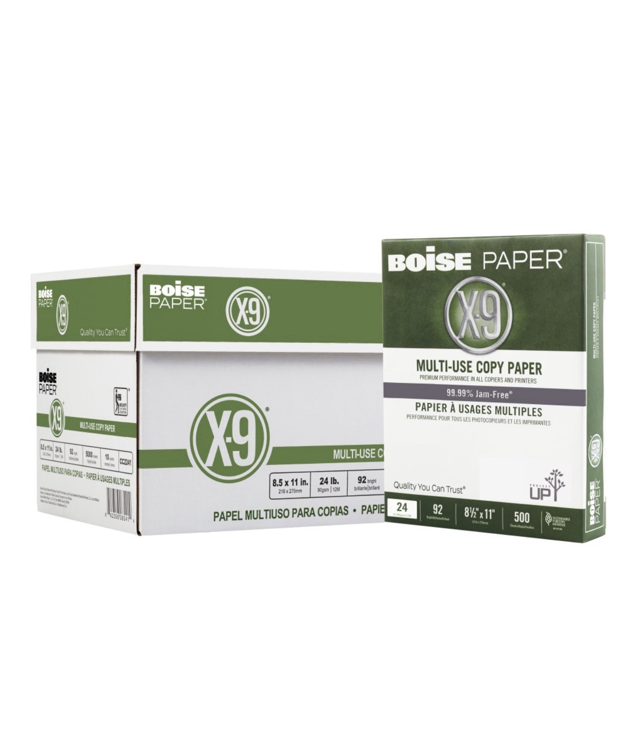 Boise X-9 3-Hole Punched Letter Print Copy Paper, 20 Lb, 500-Sheets, 10-Ream