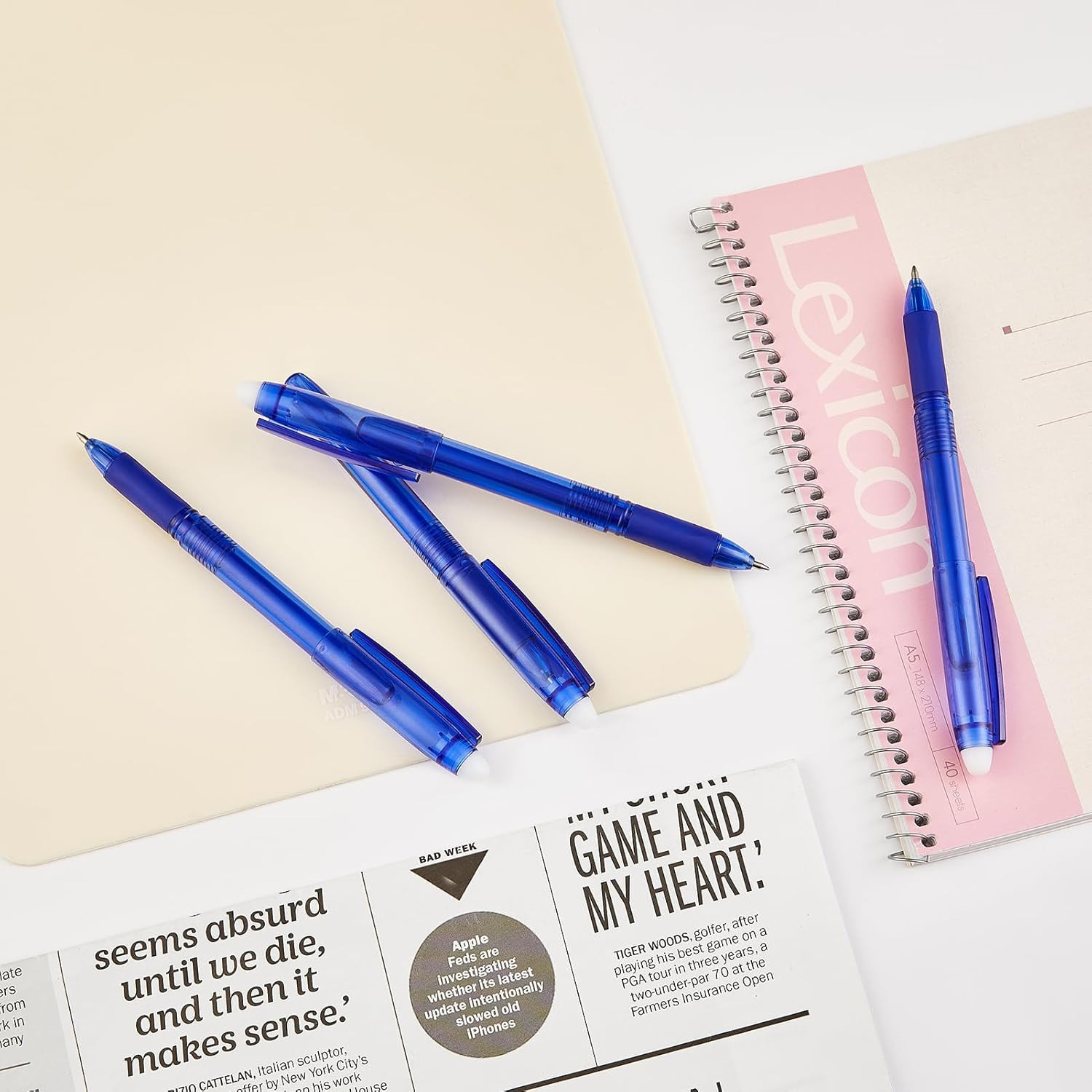 Erasable Gel Pens 0.7Mm Fine Point, 12 Pack, Black and Blue