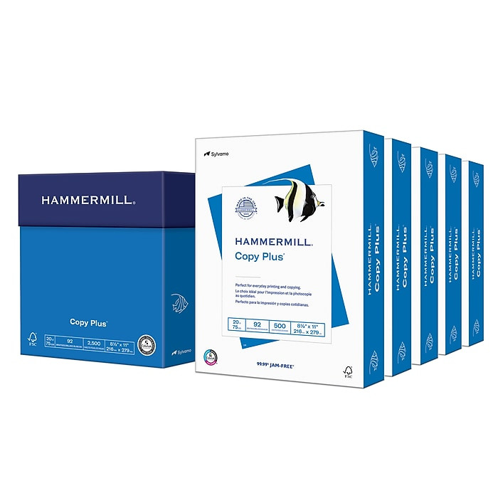 Hammermill Copy Plus Paper 8.5″ x 11″ 20 lb 92 Bright 2500 Sheets 5 Reams FR