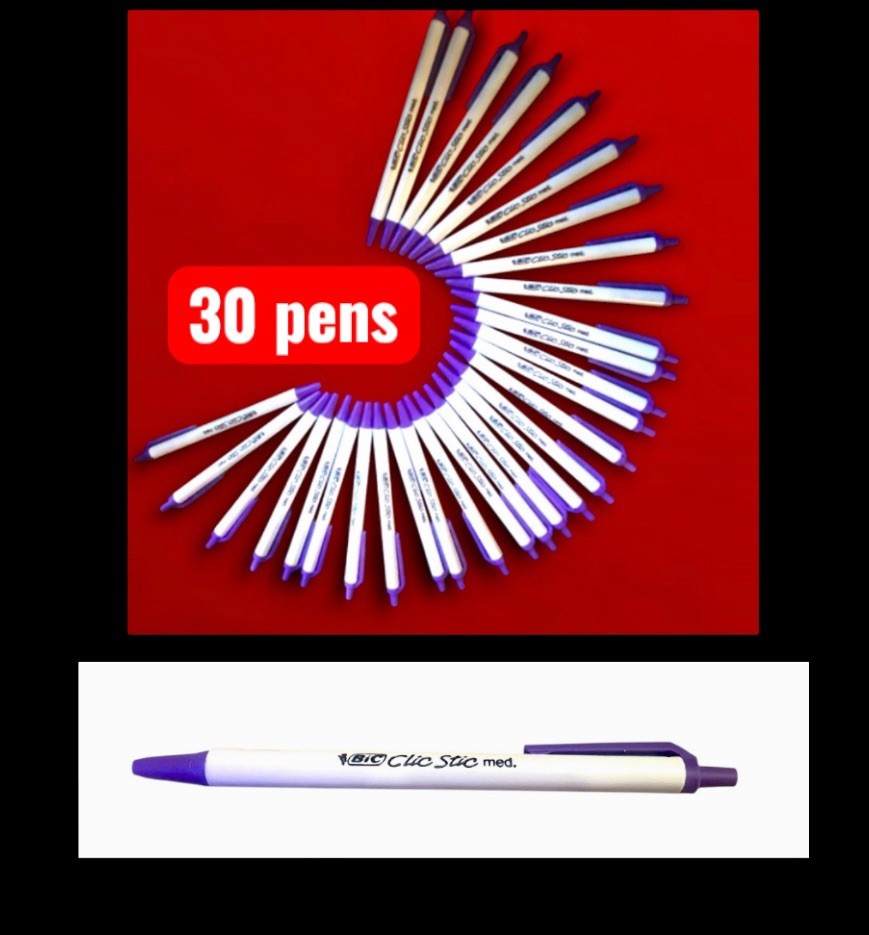 30ct BIC Clic Stic Pens Purple Ink, Medium Tip ( Limited Edition)