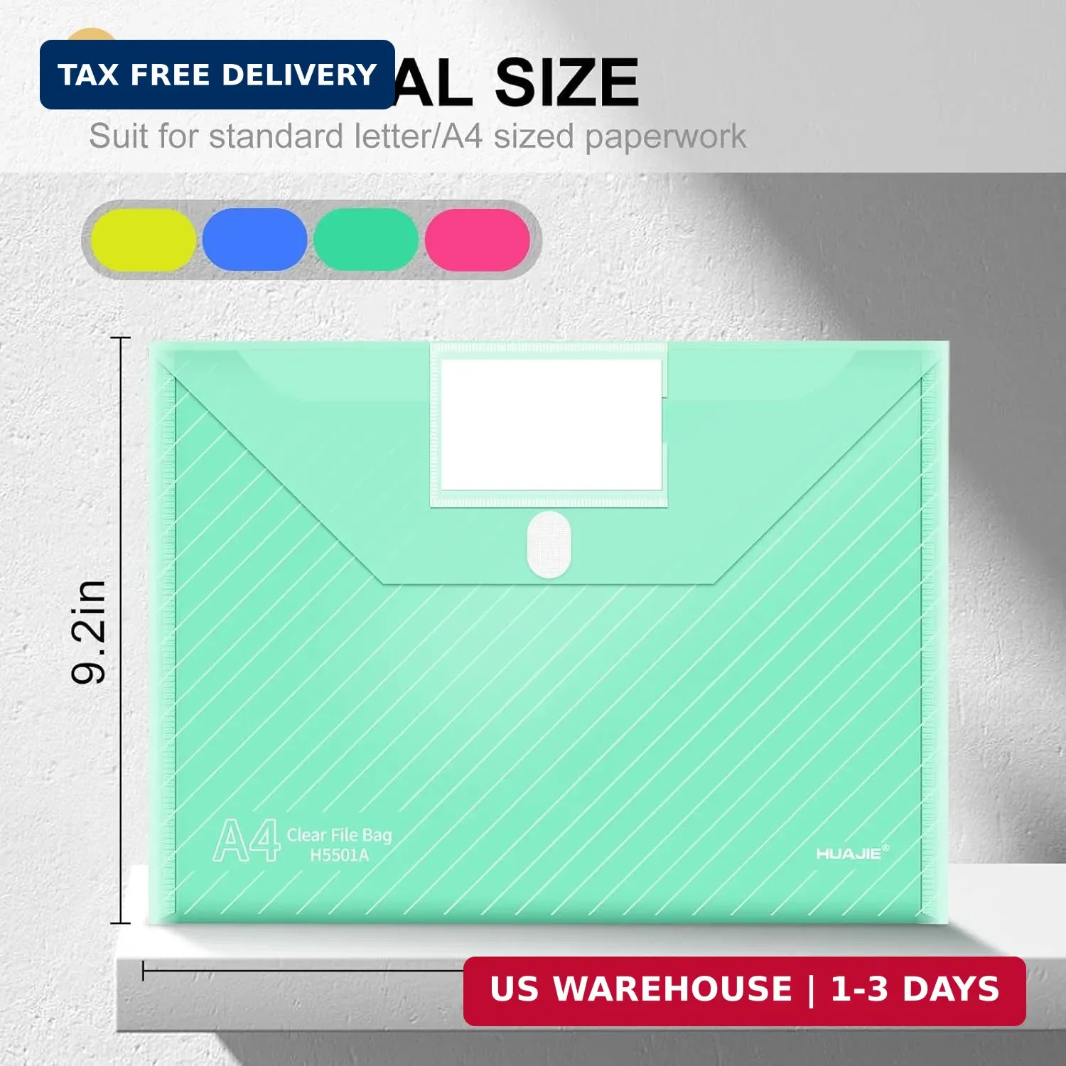 10 Pack, Plastic Envelopes File Folders, HeavyDuty Document Folder for Letter an