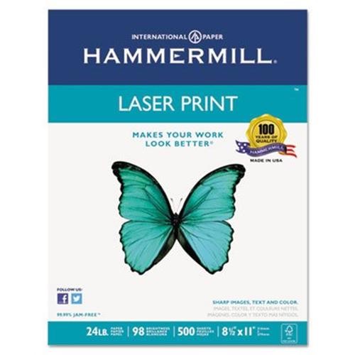 Laser Print Office Paper, 98 Brightness, 24lb, 8-1/2 x 11, White, 500 Sheets