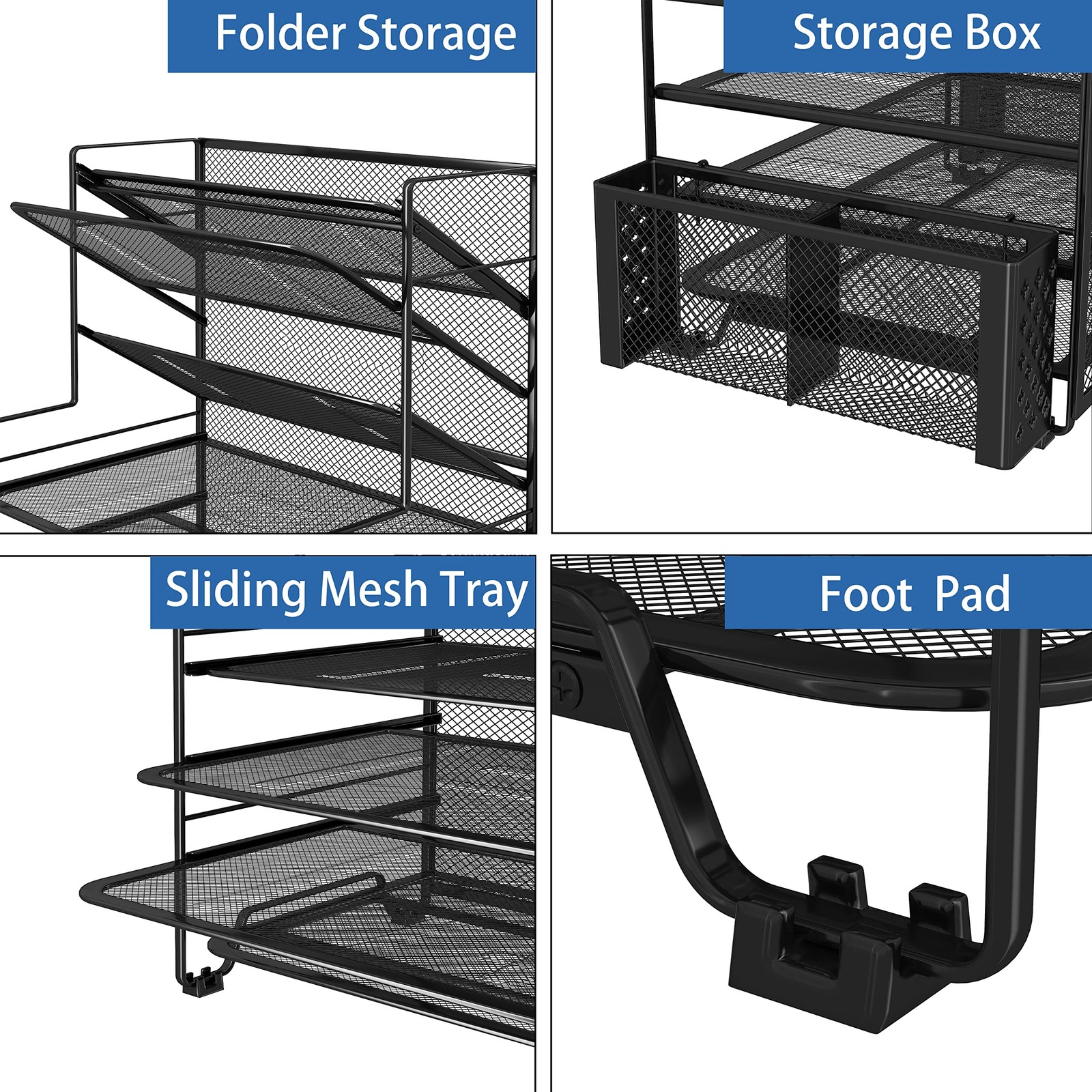 Simple Trending 7 Tier Desk File Organizer, 16.8″ x 8.8″ x 16.8″, Black