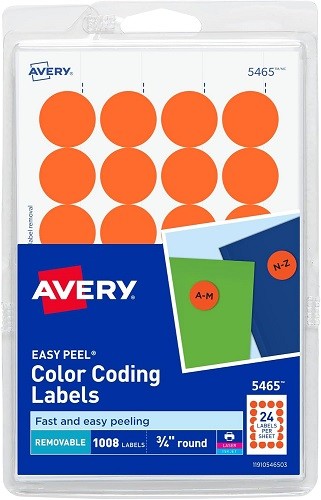 3/4in Round Removable Color Coding Labels 3/4in dia labels Orange 1008/PK – 1EA