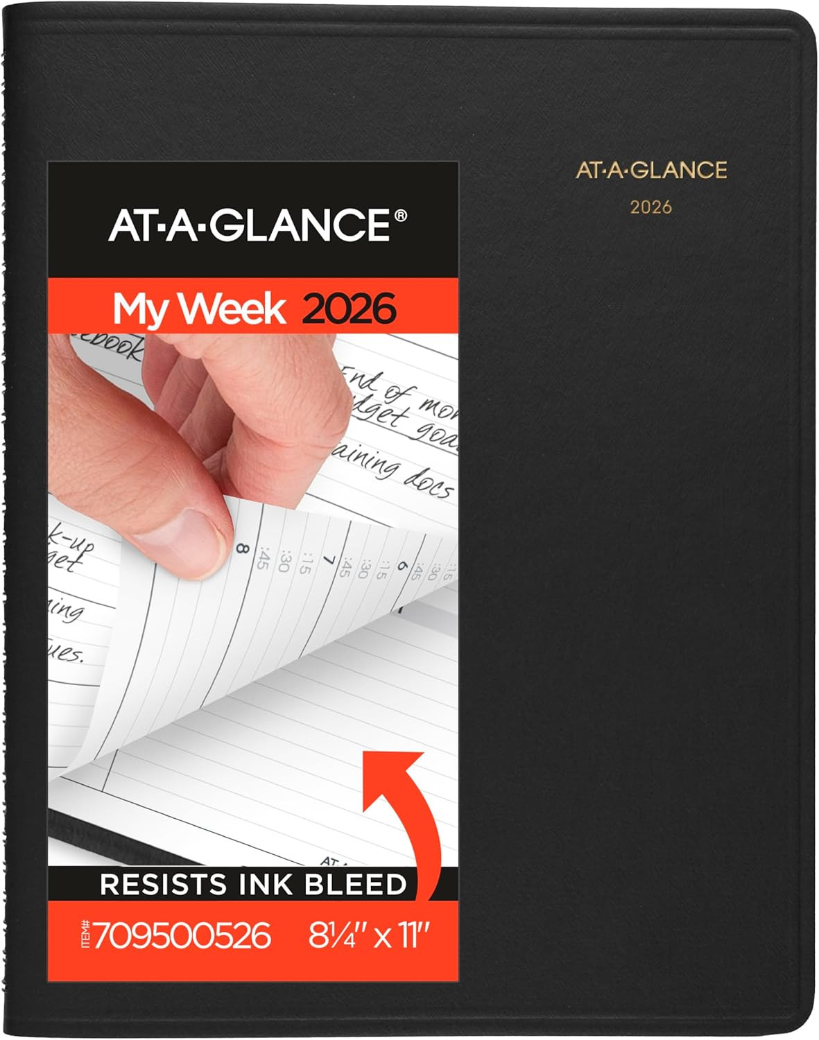 2026 Appointment Book Planner, Weekly, 8-1/4″ X 11″, Large, Black (709500526)