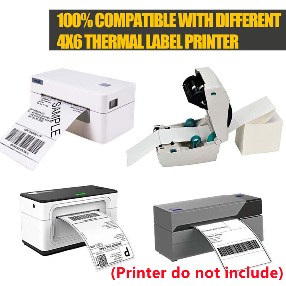 100-1000 4×6 Fanfold Direct Thermal Shipping Labels Perforated for Zebra & Rollo