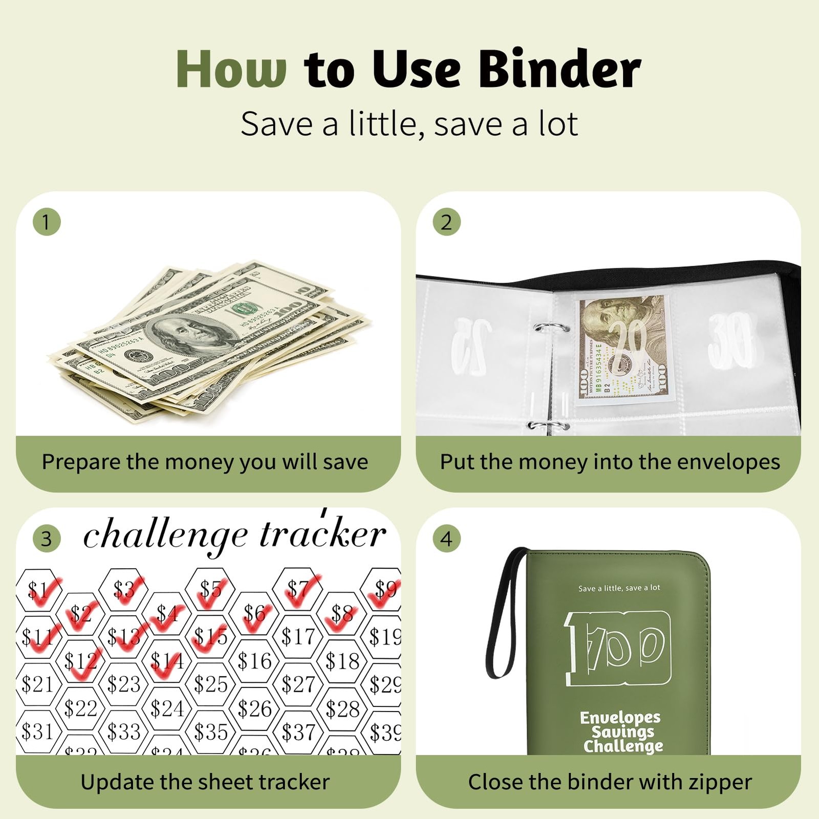 100 Envelope Challenge Binder 2026 Upgrade Money Saving Book Tracker $5,050