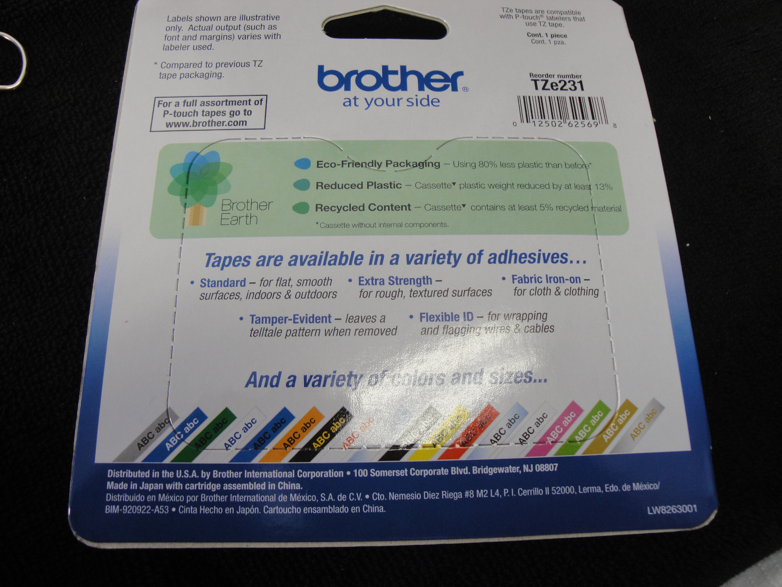 2 pack Brother P-Touch TZe-231 BLACK ON WHITE Label Tape / Ptouch TZ231 PT-1880