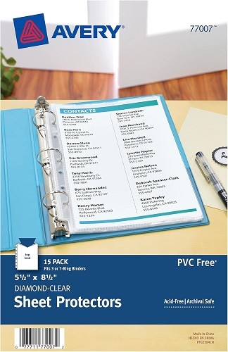 5.5×8.5in Mini Diamond Clear Heavyweight Sheet Protectors 15/BG – 1EA