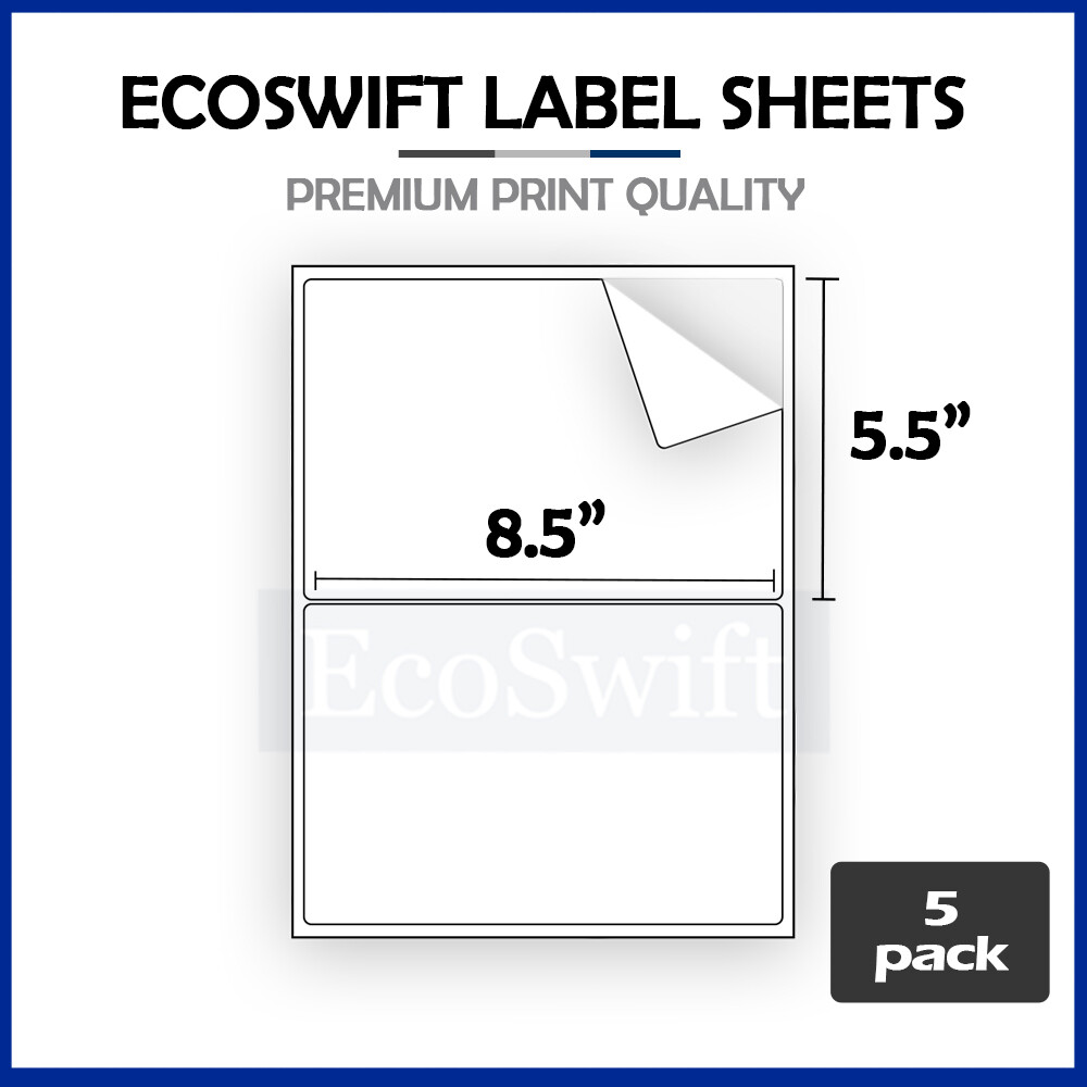 (10) 8.5 x 5.5 XL EcoSwift Shipping Half-Sheet Self-Adhesive eBay PayPal Labels